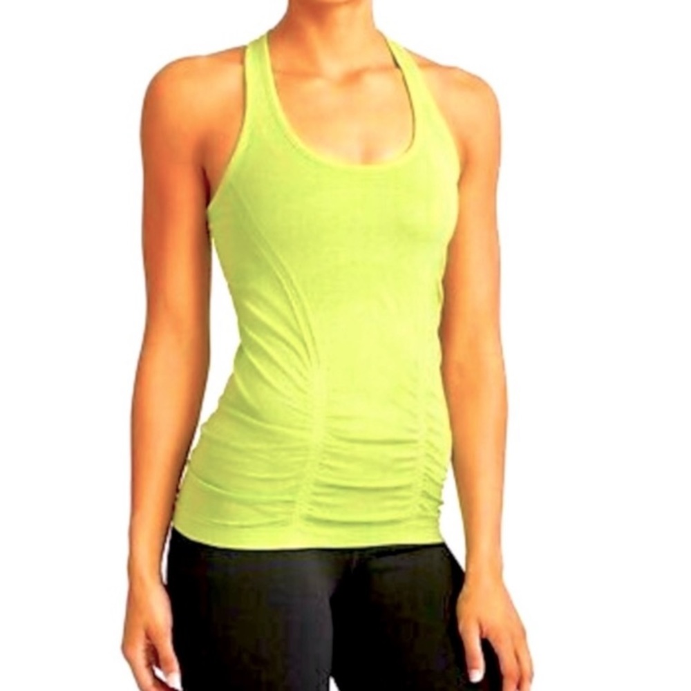 Athleta Fastest Track Racerback Women’s XS Neon Yellow Green Yoga Tank Top